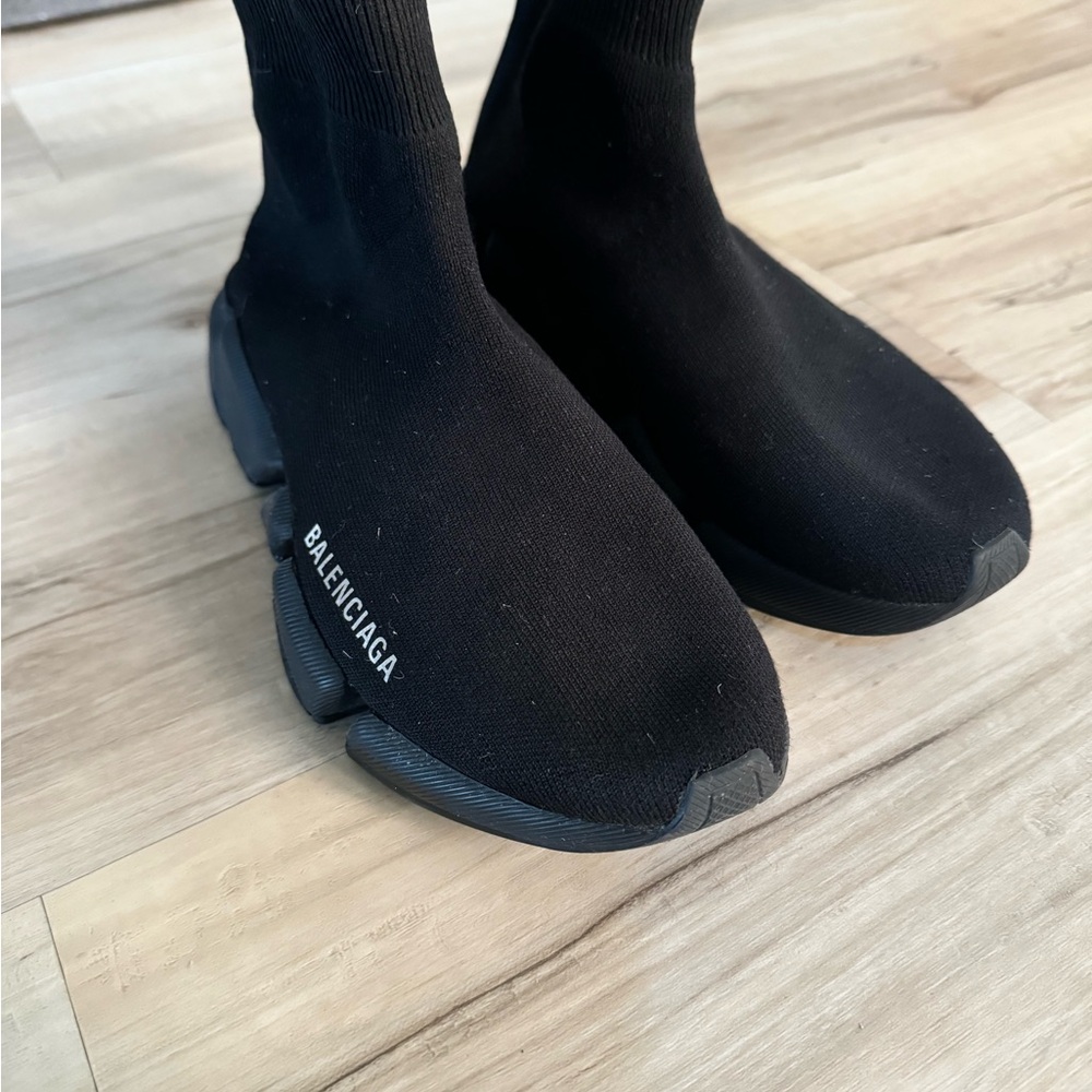 Balenciaga Black Knit High-Top Sneakers